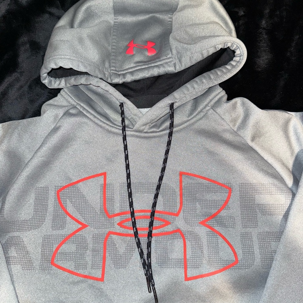 Under Armour Gray Hoodie with coral Logo